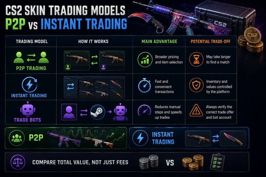 CS2 Skin Trading Models: P2P vs Instant Trading